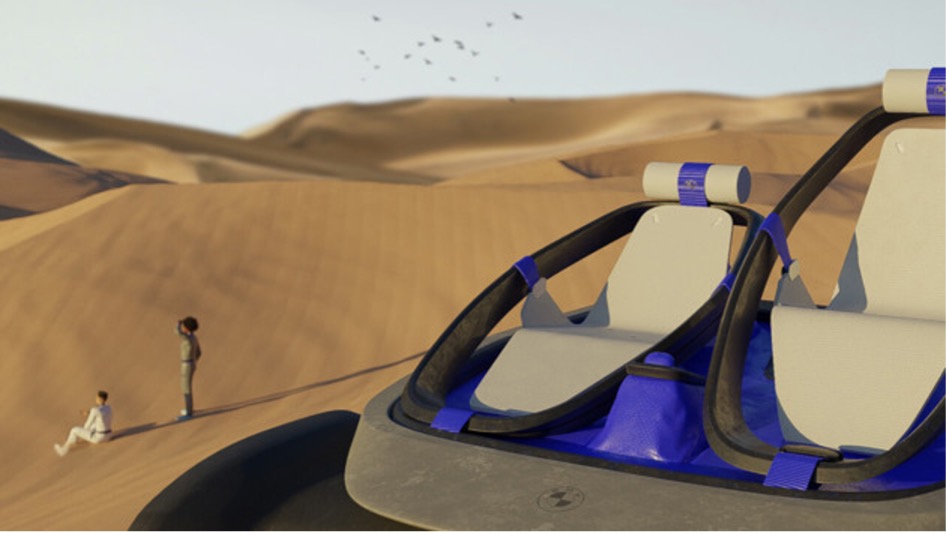 BMW x EARTHRISE x YAK The design team behind the concept is Anna Puchalska, Kimberley Beauprez and Antonin Girard. Image: Umeå Institute of Design