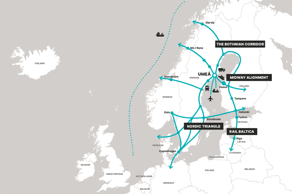 Karbild som visar logistikvägar.