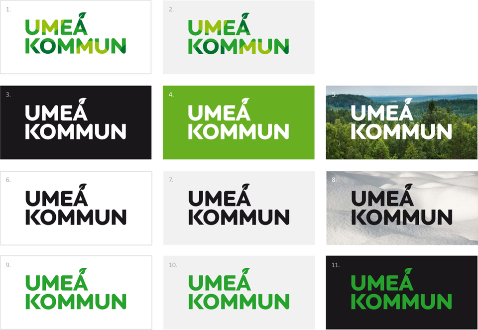 Illustration: Tillåtna varianter av logotypen.