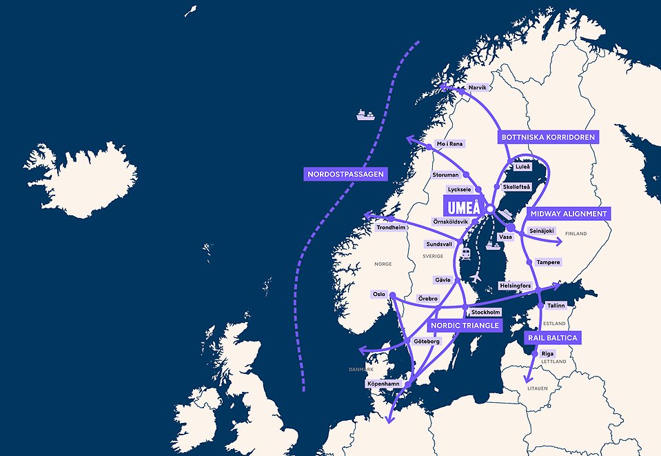 Karbild som visar logistikvägar.